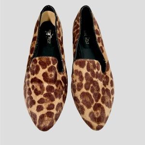 Nine West Leopard Print Loafers Faux Fur Animal Print Flats Unique Casual